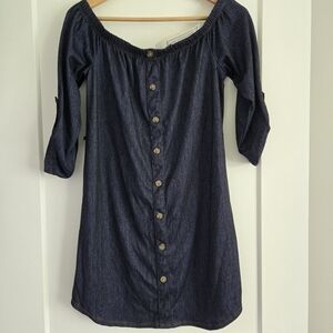 No Comment Ny La Women's Medium New With Tags Navy Button-Down Dress